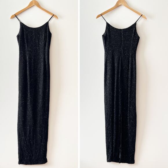 90s Vintage Jump Black Sparkly Beaded Gown Size Small - Picture 7 of 7